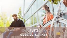  Presentation with distance learning - Audience pleasing slides consisting of two-college-students-learning backdrop and a coral colored foreground