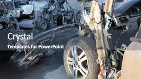  Presentation with accident - Theme with two collided cars after accident background and a ocean colored foreground