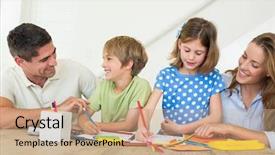  Presentation with family - Slide deck having two color - family of four coloring background and a  colored foreground