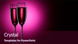 Presentation with flutes - Colorful PPT theme enhanced with two color - pair of champagne flutes backdrop and a  colored foreground