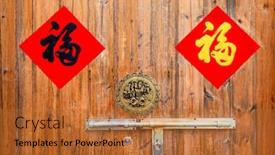  Presentation with chinese new year - Colorful theme enhanced with two-colorful-chinese-blessing-fu backdrop and a red colored foreground