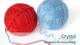  Presentation with yarn - PPT layouts enhanced with two colorful wool yarn skeins background and a sky blue colored foreground