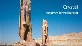  Presentation with mortuary - PPT layouts enhanced with two-colossi-of-amenhotep-iii background and a ocean colored foreground