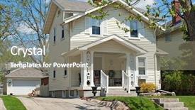  Presentation with neighborhood - Presentation theme enhanced with outdoor wiker furniture - pale yellow neighborhood house background and a gray colored foreground