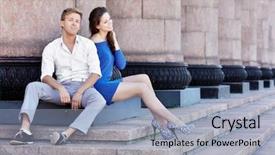  Presentation with base - Slide deck with young man and his girlfriend background and a light blue colored foreground