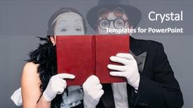  Presentation with comedy - Presentation design with two comedy performers posing background and a gray colored foreground