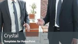  Presentation with employees - Colorful slides enhanced with two-company-employees-discuss-business backdrop and a dark gray colored foreground