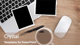  Presentation with blank - Slide set having two computer - blank instant photo frames background and a coral colored foreground