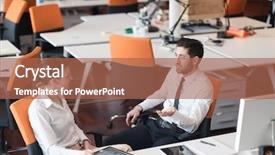  Presentation with working together - Amazing slide deck having two computer - business couple working together backdrop and a coral colored foreground