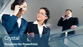  Presentation with walking patients - Cool new presentation theme with two confident businesswomen walking down backdrop and a ocean colored foreground