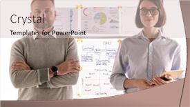  Presentation with whiteboard - PPT layouts having two-confident-financiers-in-formalwear background and a soft green colored foreground