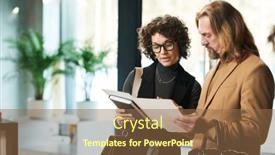  Presentation with financial center - Presentation featuring two-confident-mature-economists background and a tawny brown colored foreground