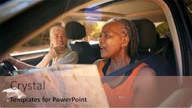  Presentation with lost - Presentation design having two-confused-senior-female-friends background and a coral colored foreground