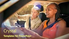  Presentation with lost - Slide deck featuring two-confused-senior-female-friends background and a tawny brown colored foreground