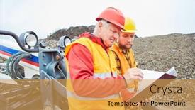  Presentation with construction documents - Presentation design having two-construction-workers-in-front background and a yellow colored foreground