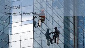  Presentation with rise - Audience pleasing PPT theme consisting of two constructors high-rise building construction backdrop and a light blue colored foreground