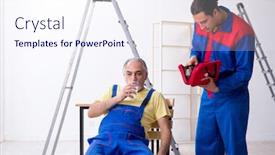  Presentation with first aid - Cool new slides with two-contractors-in-first-aid backdrop and a sky blue colored foreground