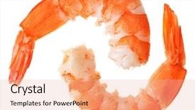  Presentation with shrimp - PPT layouts with two cooked unshelled tiger shrimps background and a lemonade colored foreground