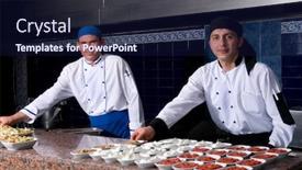  Presentation with turkish restaurant - Theme enhanced with two-cooks-serving-traditional-turkish background and a navy blue colored foreground