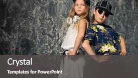  Presentation with kids fashion - Slides consisting of two cool modern kids posing background and a dark gray colored foreground