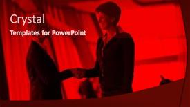  Presentation with corporate - Amazing PPT layouts having two corporate business woman at modern bright office interior make deal and handshake backdrop and a black colored foreground