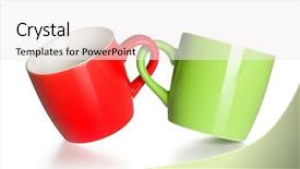  Presentation with coffee beans on a white - PPT theme enhanced with two coupled coffee mugs background and a white colored foreground