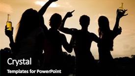  Presentation with sunset beach - Amazing PPT theme having two couples on the beach backdrop and a black colored foreground