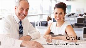  Presentation with contemporary world two columns - PPT theme enhanced with two coworkers in an architect background and a lemonade colored foreground