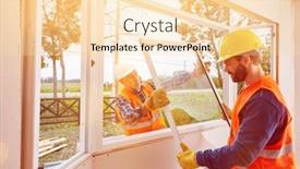  Presentation with house window frame - Theme with two-craftsmen-from-a-glazier background and a lemonade colored foreground