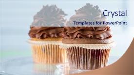  Presentation with cupcake - Slide deck having two creamy chocolate cupcake background and a sky blue colored foreground