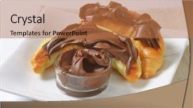 Presentation with spread - PPT theme with two croissants with chocolate spread background and a coral colored foreground