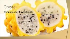  Presentation with dragon fruit - Slide deck having two-cross-halves-of-yellow background and a blonde colored foreground