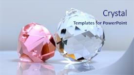  Presentation with crystals - Cool new PPT layouts with two crystals on white background backdrop and a  colored foreground