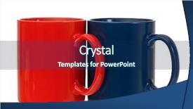  Presentation with tea coffee - Beautiful theme featuring two cups for tea or coffee isolated on white background backdrop and a navy blue colored foreground