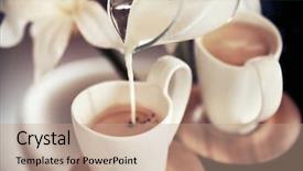  Presentation with decoration - Audience pleasing PPT theme consisting of two cups of coffee backdrop and a coral colored foreground