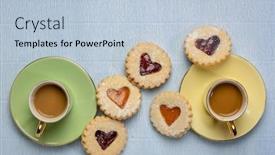  Presentation with love romance - Slides having two-cups-of-coffee background and a light blue colored foreground