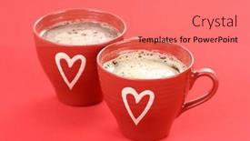  Presentation with food red - Presentation having two cups of coffee on red background - food and drink background and a coral colored foreground