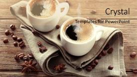  Presentation with sports table tennis two ping - PPT theme consisting of two cups of coffee background and a coral colored foreground