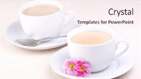  Presentation with hot chocolate - Cool new PPT layouts with two cups of delicious coffee hot chocolate backdrop and a sky blue colored foreground