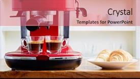  Presentation with machine - PPT layouts with two cups of espresso background and a coral colored foreground
