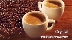  Presentation with sack of coffee beans - Presentation enhanced with two cups of fresh coffee background and a tawny brown colored foreground