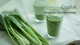 Presentation with smoothie - Presentation design featuring two cups of green smoothie background and a mint green colored foreground