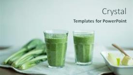  Presentation with smoothie - Amazing presentation design having two cups of green smoothie backdrop and a sky blue colored foreground