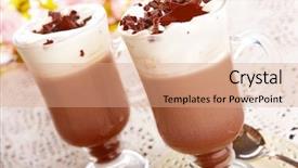  Presentation with hot chocolate - PPT layouts featuring two cups of hot chocolate background and a coral colored foreground
