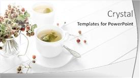  Presentation with strawberry - PPT theme with two-cups-of-strawberry-tea background and a white colored foreground