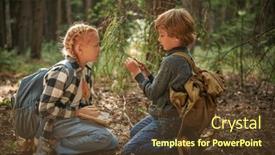  Presentation with expedition - Presentation theme enhanced with two-curious-active-kids background and a tawny brown colored foreground