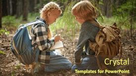  Presentation with expedition - Presentation with two-curious-active-kids background and a tawny brown colored foreground