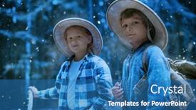  Presentation with forest winter - Slides consisting of two-curious-kids-in-denim background and a teal colored foreground