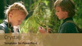  Presentation with adventure - Slides with two-curious-kids-in-denim background and a  colored foreground