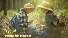  Presentation with expedition - Theme having two-curious-kids-in-denim background and a tawny brown colored foreground
